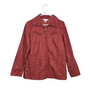 NWT Coldwater Creek Womens Anorak Zip Raincoat Jacket Coat Sz Small 4/6 Burgundy